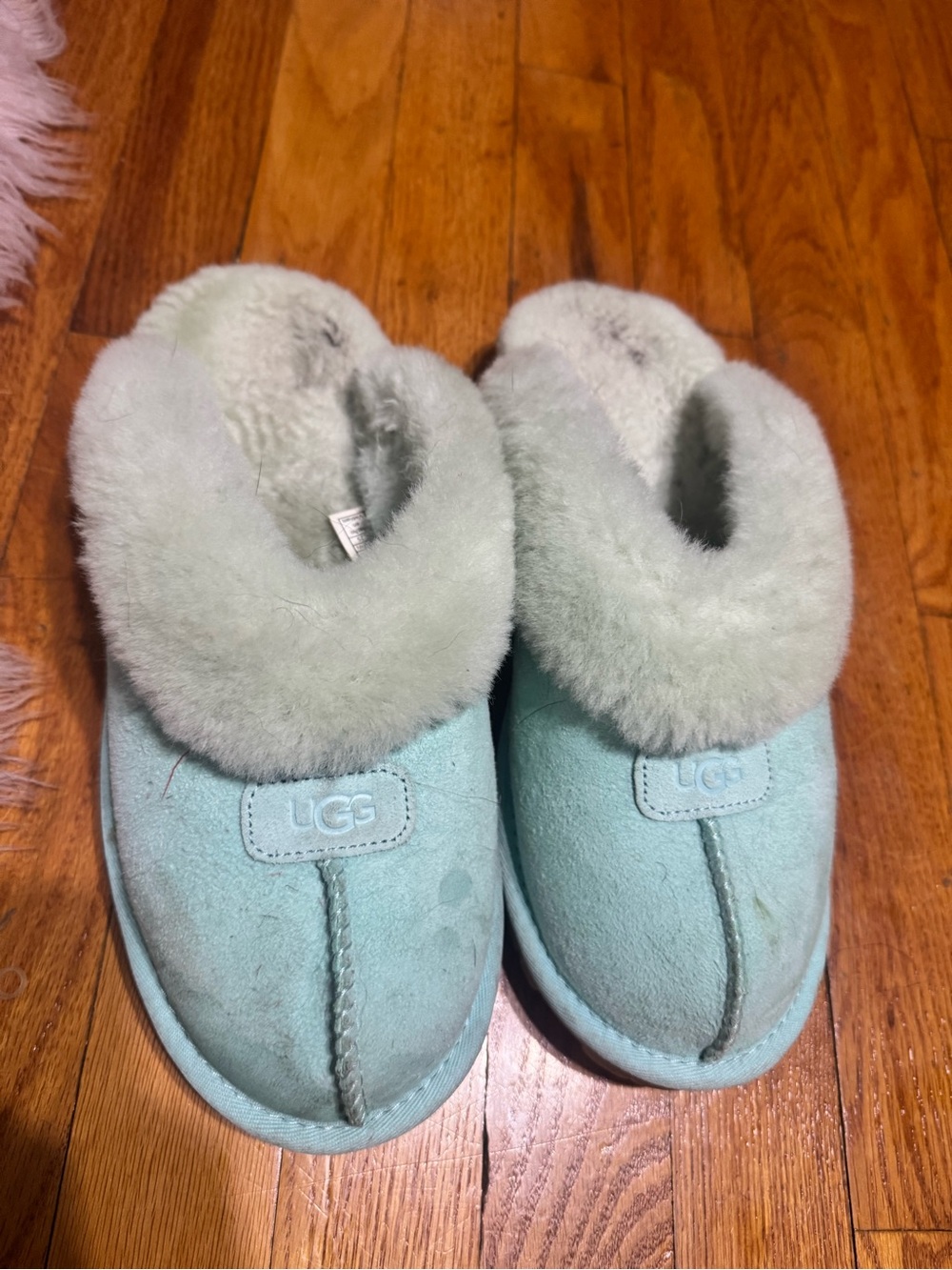 UGG Seafoam Green Shearling Slip-On Slippers